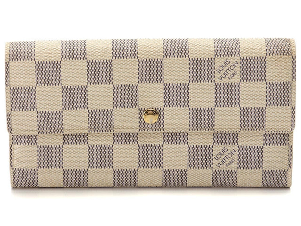 LOUIS VUITTON Portefeuille Sarah Damier Azur White Long Wallet